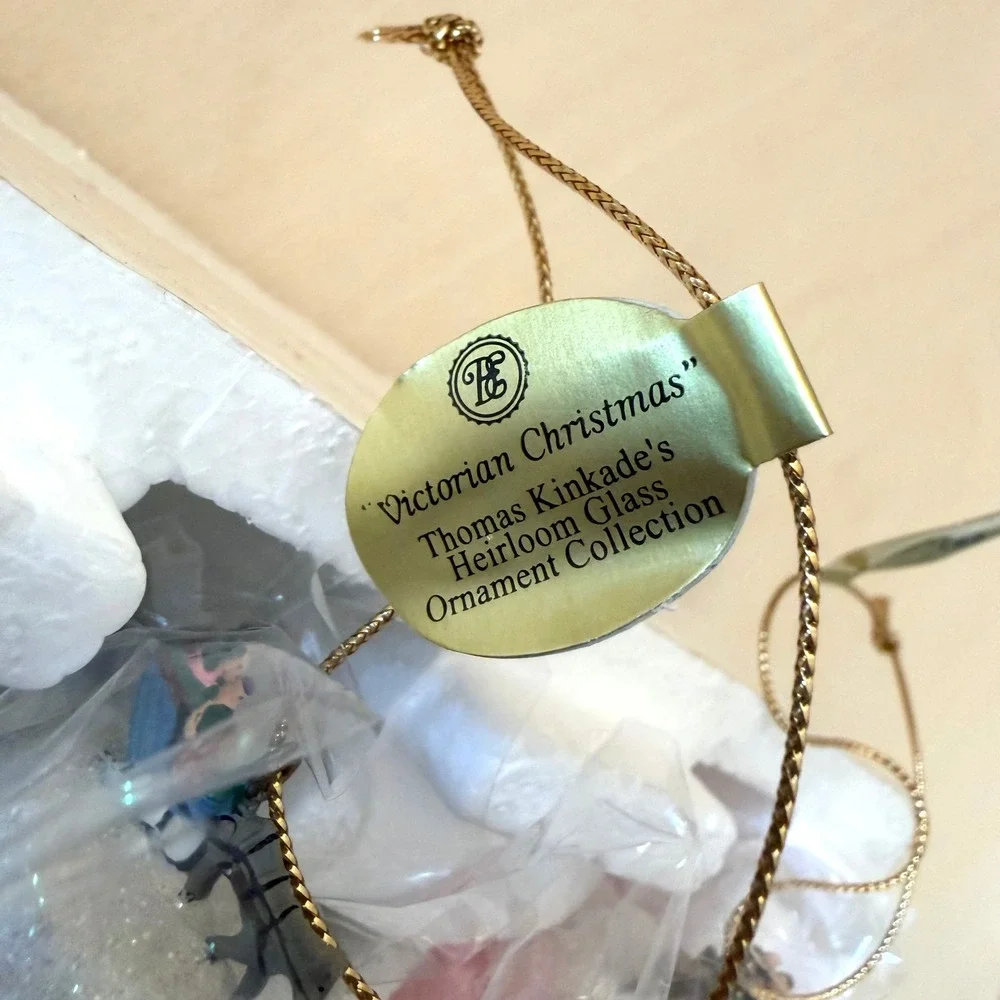 Thomas Kinkade Bradford Heirloom Glass Christmas Ornaments Set 3 New Vintage COA